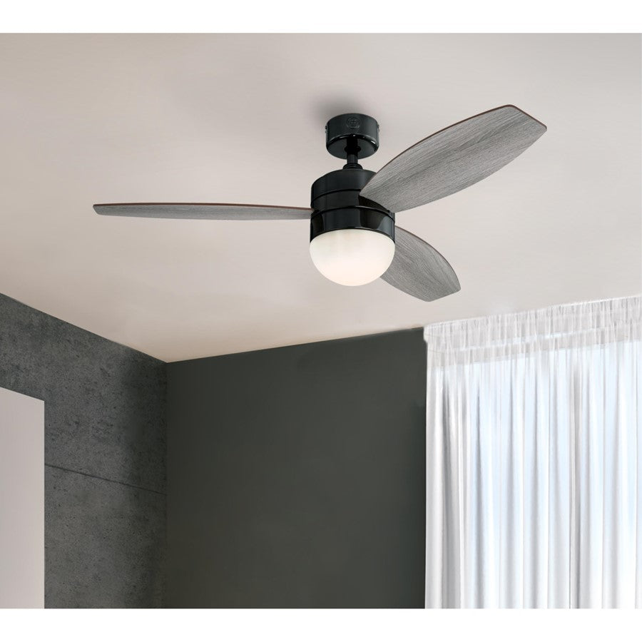 Westinghouse Drake 48in 3-Blade Ceiling Fan | Contemporary Gun Metal and Weathered Oak Plywood Blades | Large Rooms up to 225 sq ft | Model 7305200