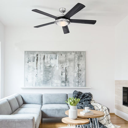 Westinghouse Comet 52in 5-Blade Ceiling Fan | Transitional Brushed Nickel and Charcoal Plywood Blades | Great Rooms up to 400 sq ft | Model 7305400
