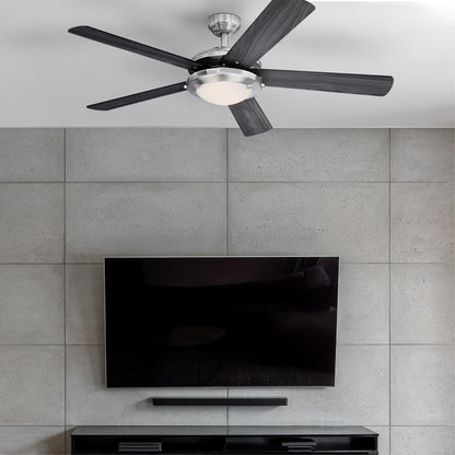 Westinghouse Comet 52in 5-Blade Ceiling Fan | Transitional Brushed Nickel and Charcoal Plywood Blades | Great Rooms up to 400 sq ft | Model 7305400