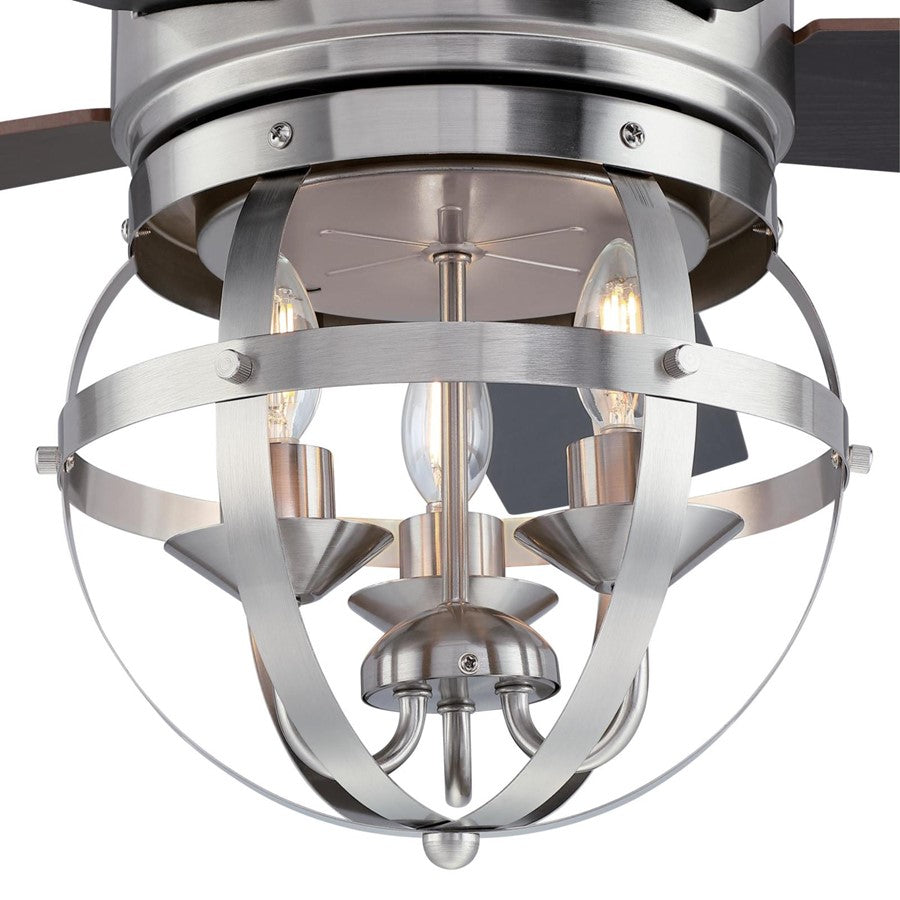 Westinghouse Stella Mira 52in 5-Blade Ceiling Fan | Vintage Brushed Nickel and Wengue Plywood Blades | Living Room & Bedroom | Model 7305700