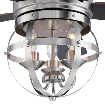 Westinghouse Stella Mira 52in 5-Blade Ceiling Fan | Vintage Brushed Nickel and Wengue Plywood Blades | Living Room & Bedroom | Model 7305700