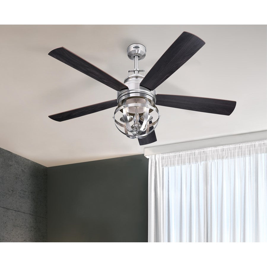 Westinghouse Stella Mira 52in 5-Blade Ceiling Fan | Vintage Brushed Nickel and Wengue Plywood Blades | Living Room & Bedroom | Model 7305700