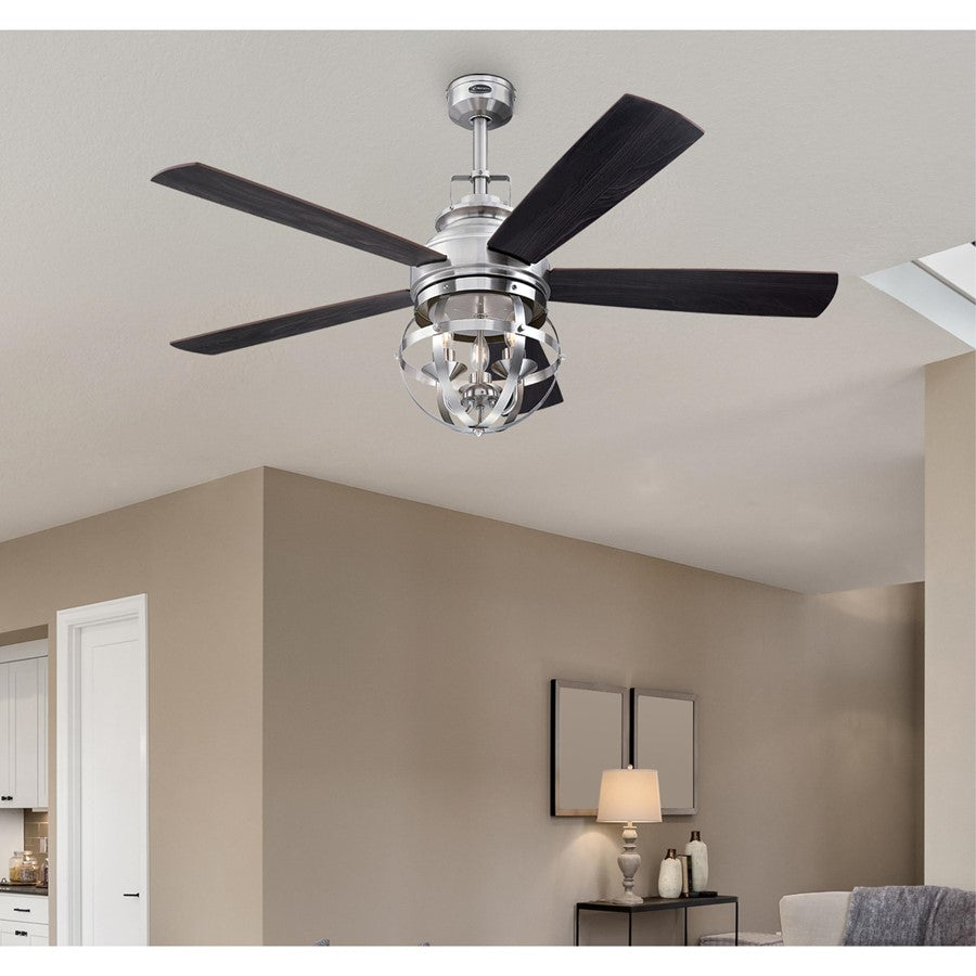 Westinghouse Stella Mira 52in 5-Blade Ceiling Fan | Vintage Brushed Nickel and Wengue Plywood Blades | Living Room & Bedroom | Model 7305700