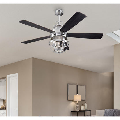 Westinghouse Stella Mira 52in 5-Blade Ceiling Fan | Vintage Brushed Nickel and Wengue Plywood Blades | Living Room & Bedroom | Model 7305700