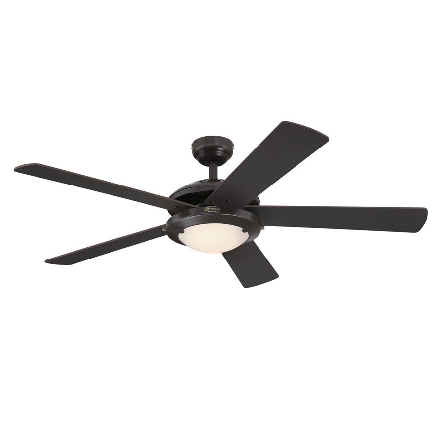 Westinghouse Comet 52in 5-Blade Low-Profile Ceiling Fan | Transitional Espresso and Frosted Glass LED | Living Room & Bedroom | Model 7307200