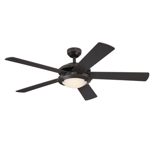 Westinghouse Comet 52in 5-Blade Low-Profile Ceiling Fan | Transitional Espresso and Frosted Glass LED | Living Room & Bedroom | Model 7307200