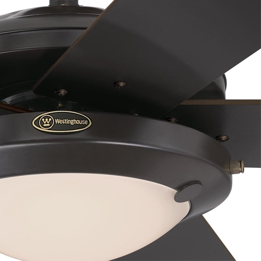 Westinghouse Comet 52in 5-Blade Low-Profile Ceiling Fan | Transitional Espresso and Frosted Glass LED | Living Room & Bedroom | Model 7307200