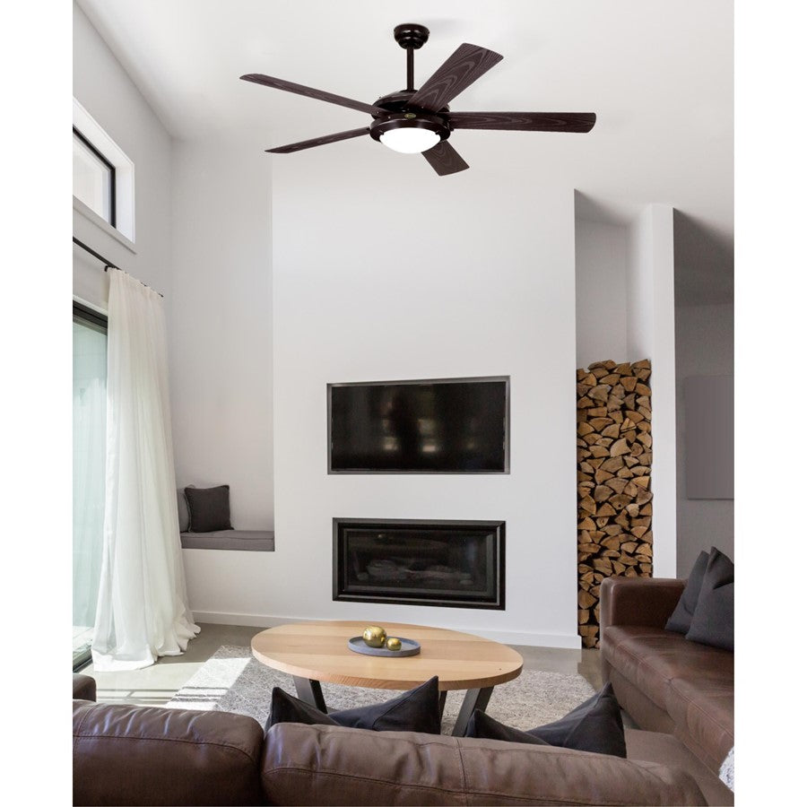 Westinghouse Comet 52in 5-Blade Low-Profile Ceiling Fan | Transitional Espresso and Frosted Glass LED | Living Room & Bedroom | Model 7307200