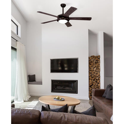 Westinghouse Comet 52in 5-Blade Low-Profile Ceiling Fan | Transitional Espresso and Frosted Glass LED | Living Room & Bedroom | Model 7307200