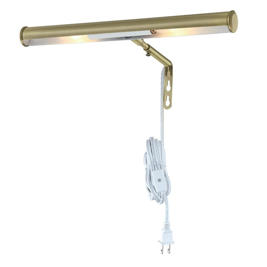 Westinghouse Slimline 14in 2-Light Picture Light | Traditional Antique Brass Steel | Living Room & Hallway Art Illumination | Model 7505300
