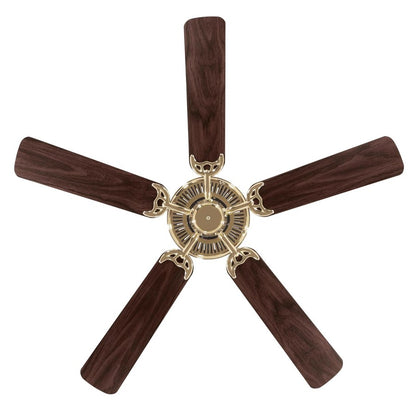 Westinghouse Contractor Choice 52in Ceiling Fan | Traditional Polished Brass and Walnut/Oak MDF Blades | Living Room & Bedroom Air | Model 7802100