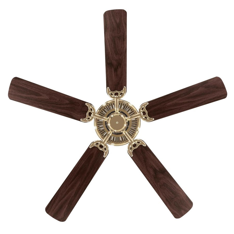 Westinghouse Contractor Choice 52in Ceiling Fan | Traditional Polished Brass and Walnut/Oak MDF Blades | Living Room & Bedroom Air | Model 7802100
