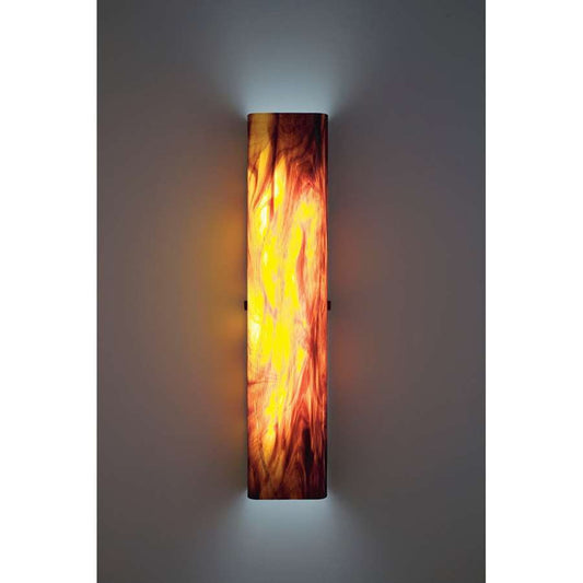 WPT Design Channel 28in 2-Light Wall Sconce | Bronze and Root Beer Glass | Hallway & Bedroom Accent | 6 x 4 x 28 in | Model CHAN-STD-BZ-RB