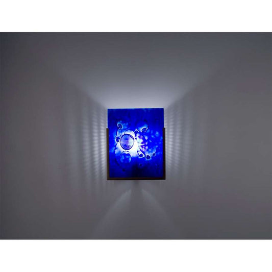WPT Design FN 1-Light Bronze Wall Sconce | Handmade Blue Art Glass | Hallway & Bedroom Accent | 8 x 4 x 10 in | Model FN1-BZ-WB
