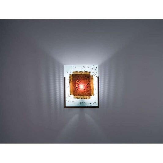 WPT Design FN 1-Light Wall Sconce | Stainless Steel and Mesh & Bits Glass | Hallway & Bedroom Accent | 8 x 4 x 10 in | Model FN1-SS-MB