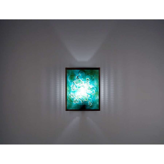 WPT Design FN 8in 1-Light Wall Sconce | Bronze Steel and Wired Blue Glass | Hallway & Bedroom Accent | 8 x 4 x 10 in | Model FN2-BZ-WB-I