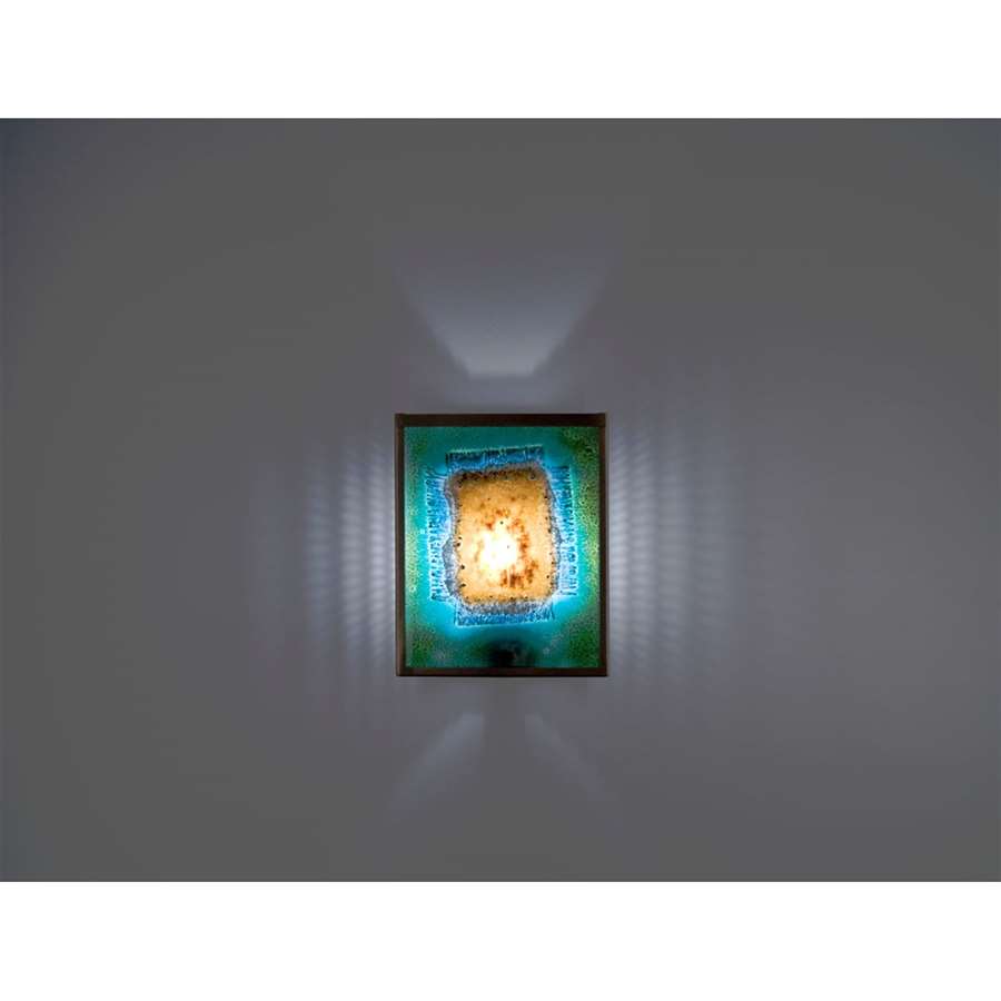 WPT Design FN 2 Silver Green Mesh Wall Sconce | Silver Powder Coated Steel and Art Glass | Hallway & Bedroom Accent | Model FN2-SV-GM-I