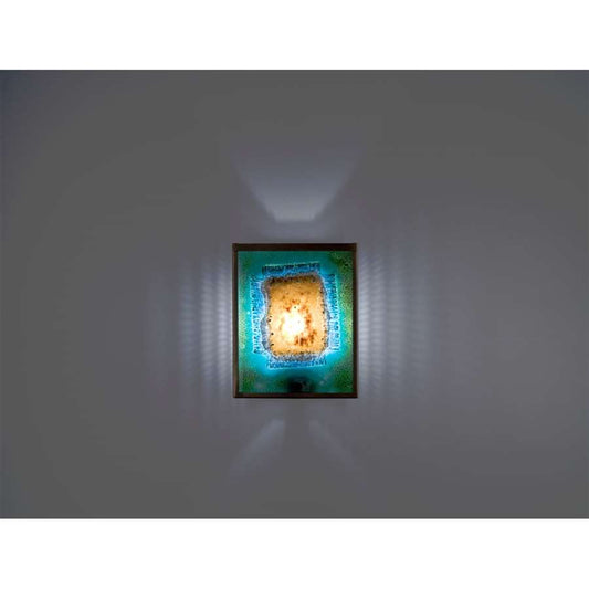 WPT Design FN 2 Silver Green Mesh Wall Sconce | Silver Powder Coated Steel and Art Glass | Hallway & Bedroom Accent | Model FN2-SV-GM-I