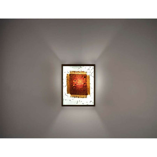WPT Design FN 3 Bronze 1-Light Wall Sconce | Bronze Steel and Mesh & Bits Glass | Hallway & Bedroom Accent | 8 x 4 x 10 in | Model FN3-BZ-MB-I