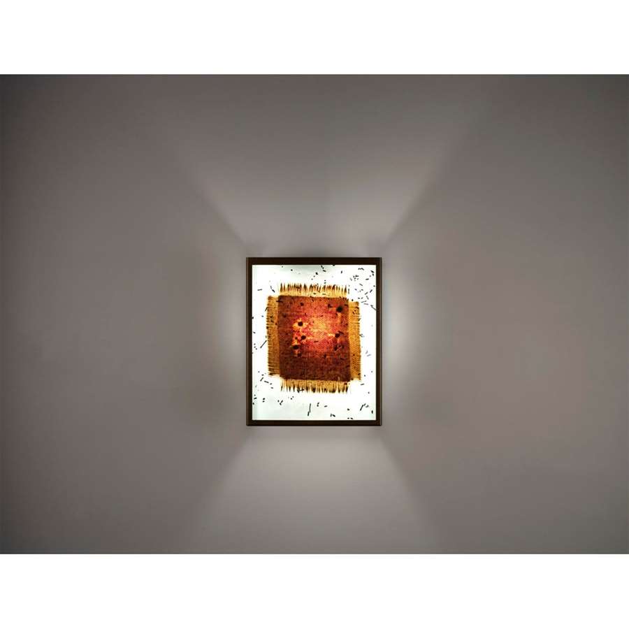 WPT Design FN 3 Silver Mesh & Bits Wall Sconce | Handmade Art Glass & Silver Steel | Hallway & Bedroom Accent | 8 x 4 x 10 in | Model FN3-SV-MB-I