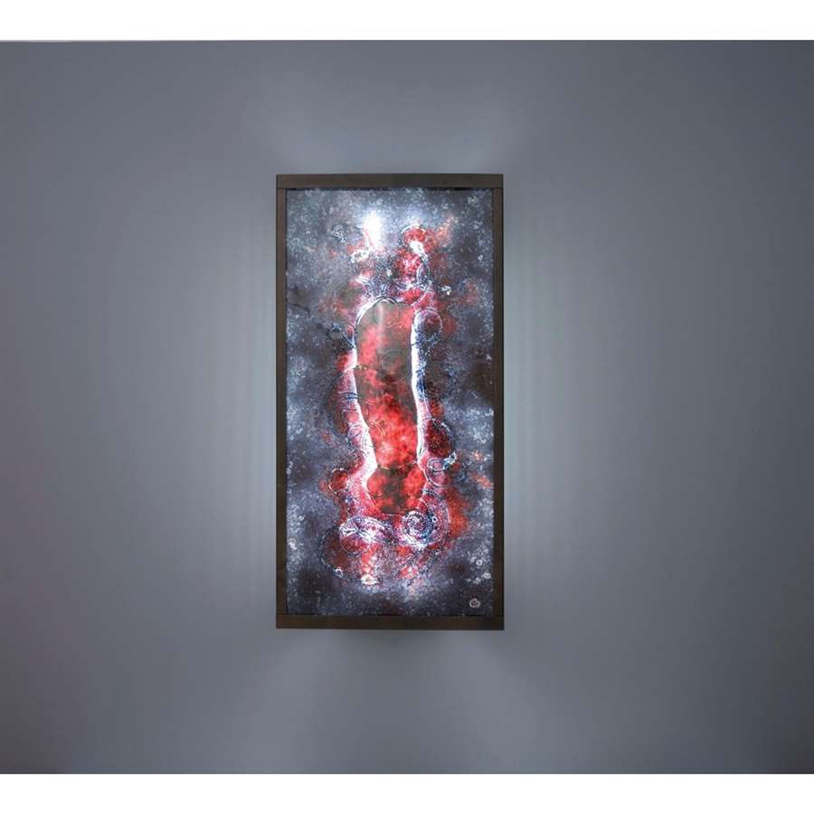 WPT Design FN Tall 24in 2-Light Wall Sconce | Silver and Red Glass | Hallway & Living Room | 12 x 4 x 24 in | Model FNTALL-SV-WPR