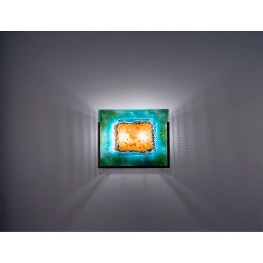 WPT Design FN Wide 2-Light Wall Sconce | Bronze Steel and Green Mesh Art Glass | Hallway & Living Room | 11 x 4 x 10 in | Model FNWIDE-BZ-GM