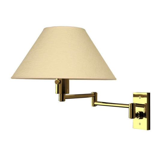WPT Design Imago Pared 13in 1-Light Swing Arm Sconce | Polished Brass and Silk Shade | Bedroom & Living Room | 13 x 13 x 25.5 in | Model IMAGOPARED-BR