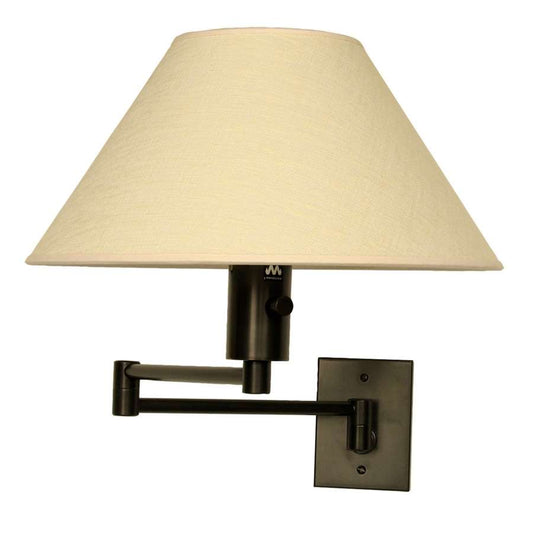 WPT Design Imago Pared 13in 1-Light Swing Arm Sconce | Bronze and Silk Shade | Bedroom & Living Room | 13 x 13 x 25.5 in | Model IMAGOPARED-BZ