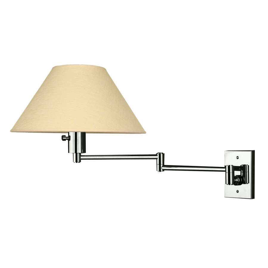 WPT Design Imago Pared 13in 1-Light Swing Arm Sconce | Polished Chrome and Silk Shade | Bedroom & Living Room Reading Light | Model IMAGOPARED-CR