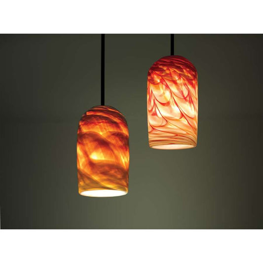 WPT Design Rose Cylinder 47in 1-Light Pendant | Art Glass Bronze and Clear Crystal | Kitchen Island & Dining Room | Model ROSE-CYL-RH-BZ-47