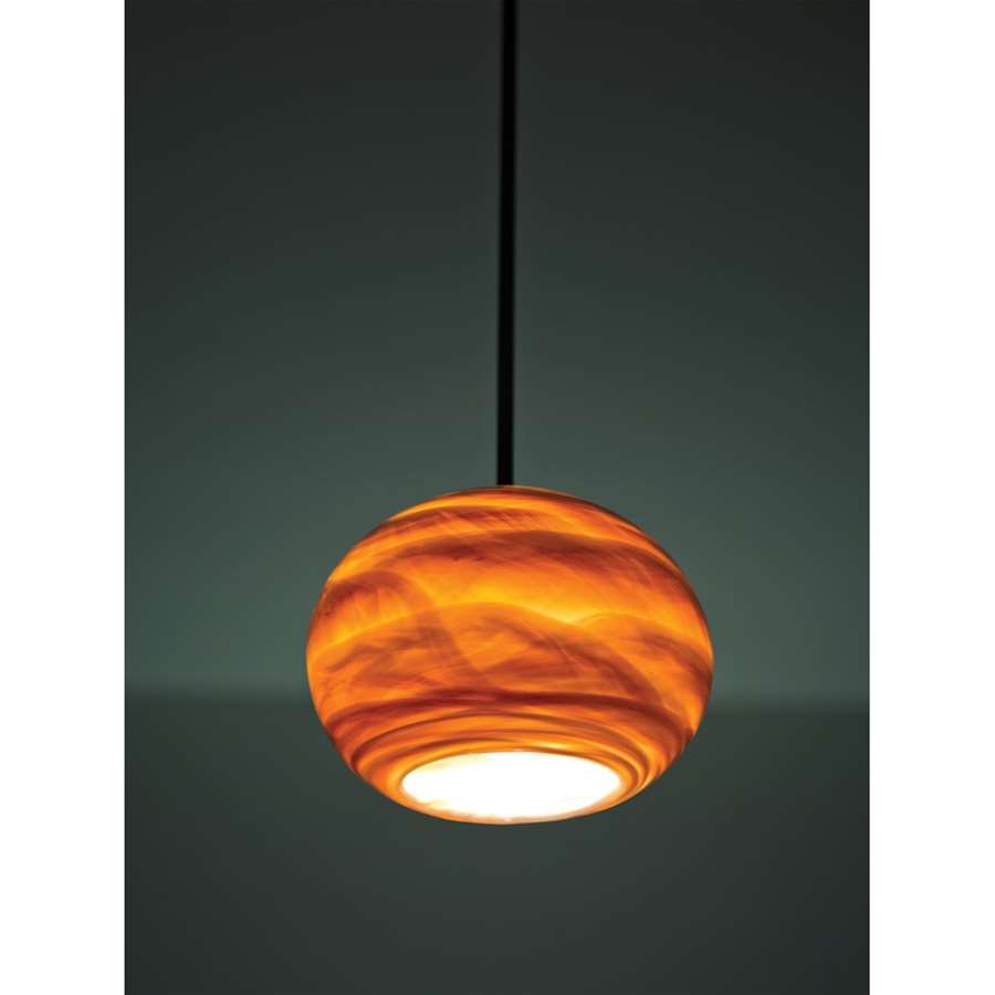 WPT Design Rose Globe 15in 1-Light Pendant | Art Glass Amber and Bronze | Kitchen Island & Dining Room | 8 x 15 x 8 in | Model ROSE-GL-AM-BZ-15