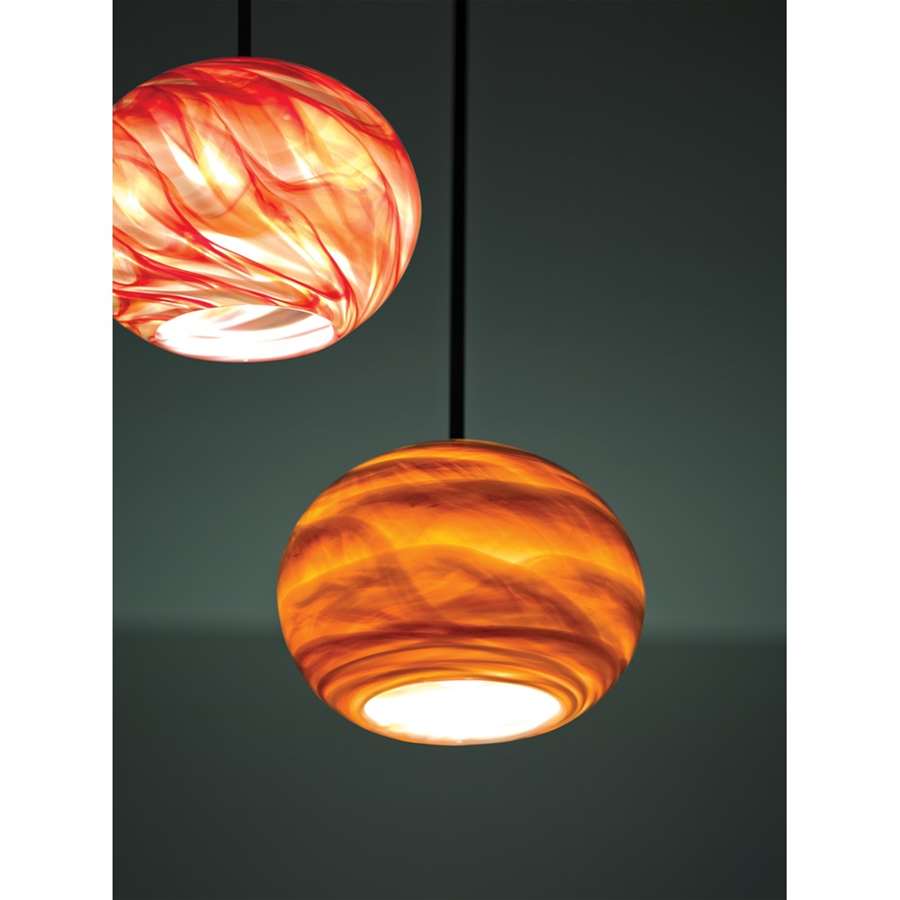WPT Design Rose 33in 1-Light Pendant | Art Glass Amber and Bronze | Kitchen Island & Dining Room | 33 x 8 x 8 in | Model ROSE-GL-AM-BZ-33