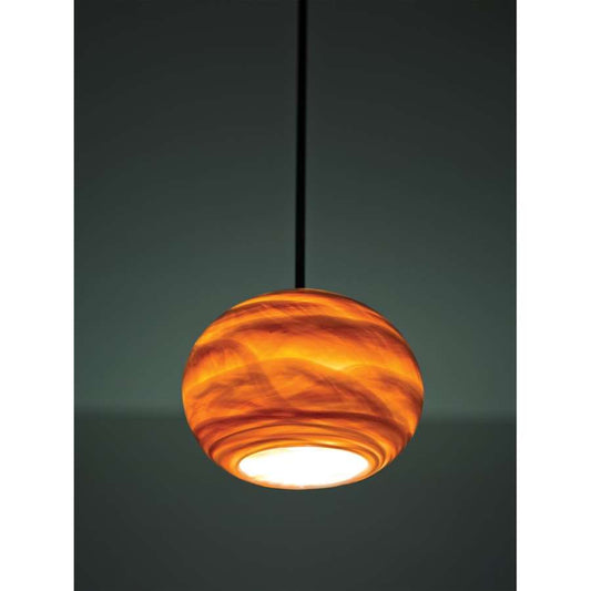 WPT Design Rose 45in 1-Light Pendant | Art Glass Amber and Bronze | Kitchen Island & Dining Room | 45 x 8 x 8 in | Model ROSE-GL-AM-BZ-45
