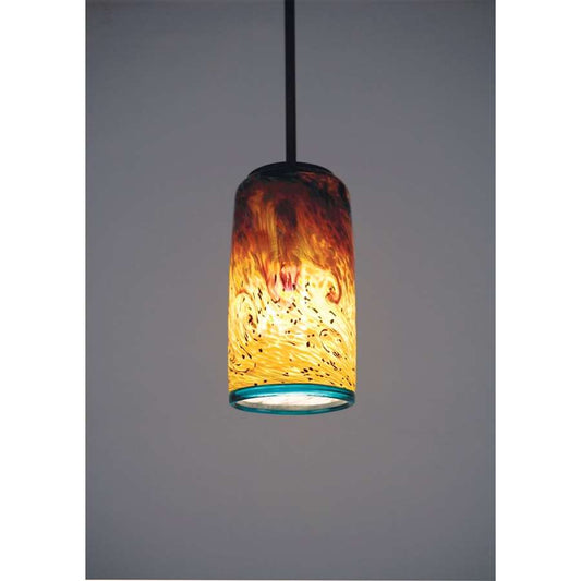 WPT Design Whitney 33in 1-Light Pendant | Bronze and Amber Art Glass | Kitchen Island & Dining Room | 33 x 4 x 8 in | Model WC-BZ-PEND-TALL-33