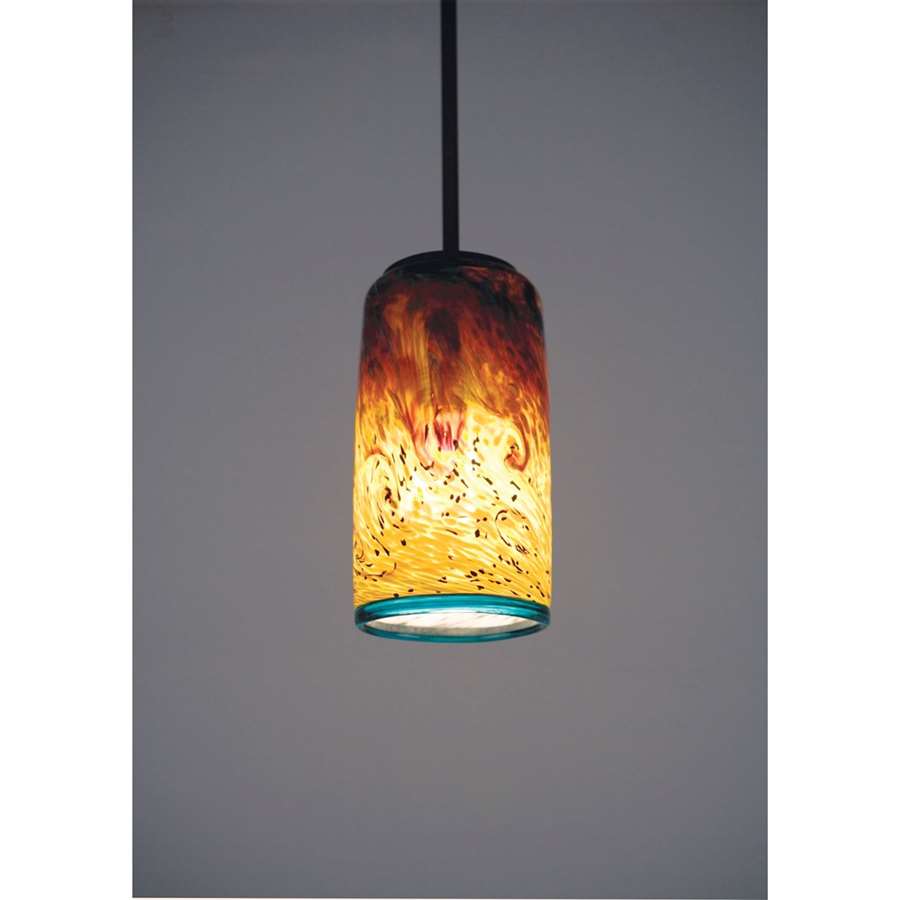WPT Design Whitney 45in 1-Light Pendant | Bronze and Amber Art Glass | Kitchen Island & Dining Room | 45 x 4 x 8 in | Model WC-BZ-PEND-TALL-45