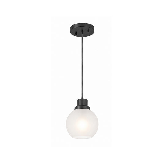 AFX Abrya 6in 1-Light Pendant | Transitional Black Steel and Frosted White Glass | Kitchen Island & Dining Room | Model ABYP06MBBKFG
