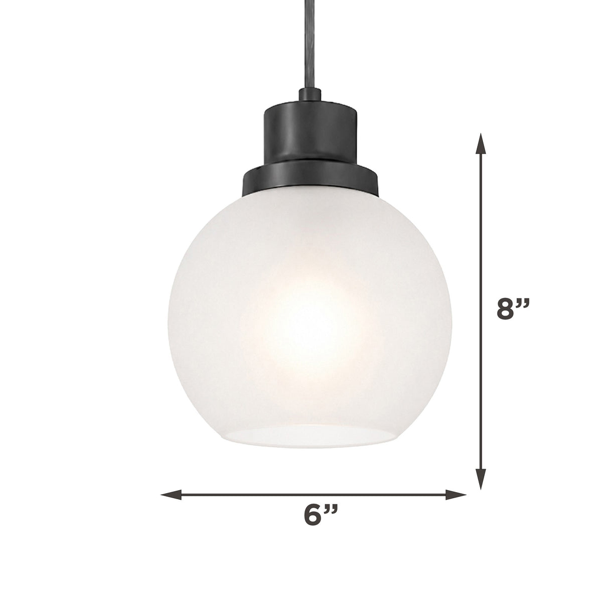 AFX Abrya 6in 1-Light Pendant | Transitional Black Steel and Frosted White Glass | Kitchen Island & Dining Room | Model ABYP06MBBKFG