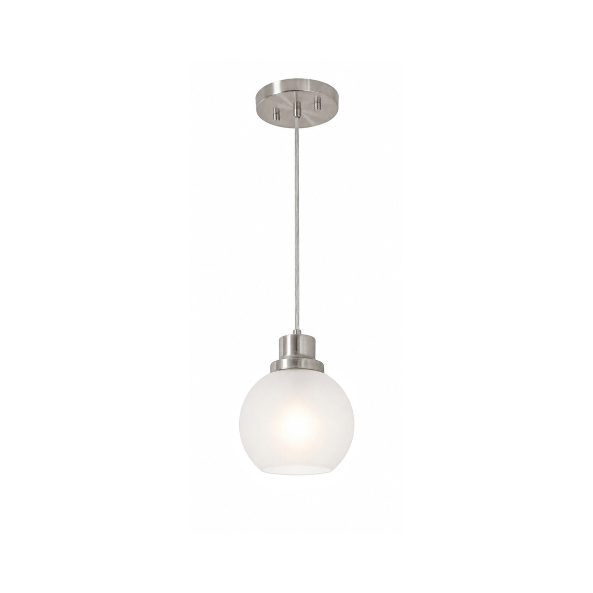 AFX Abrya 6in 1-Light Pendant | Transitional Brushed Nickel Steel and Frosted White Glass | Kitchen Island & Dining Room | Model ABYP06MBBNFG