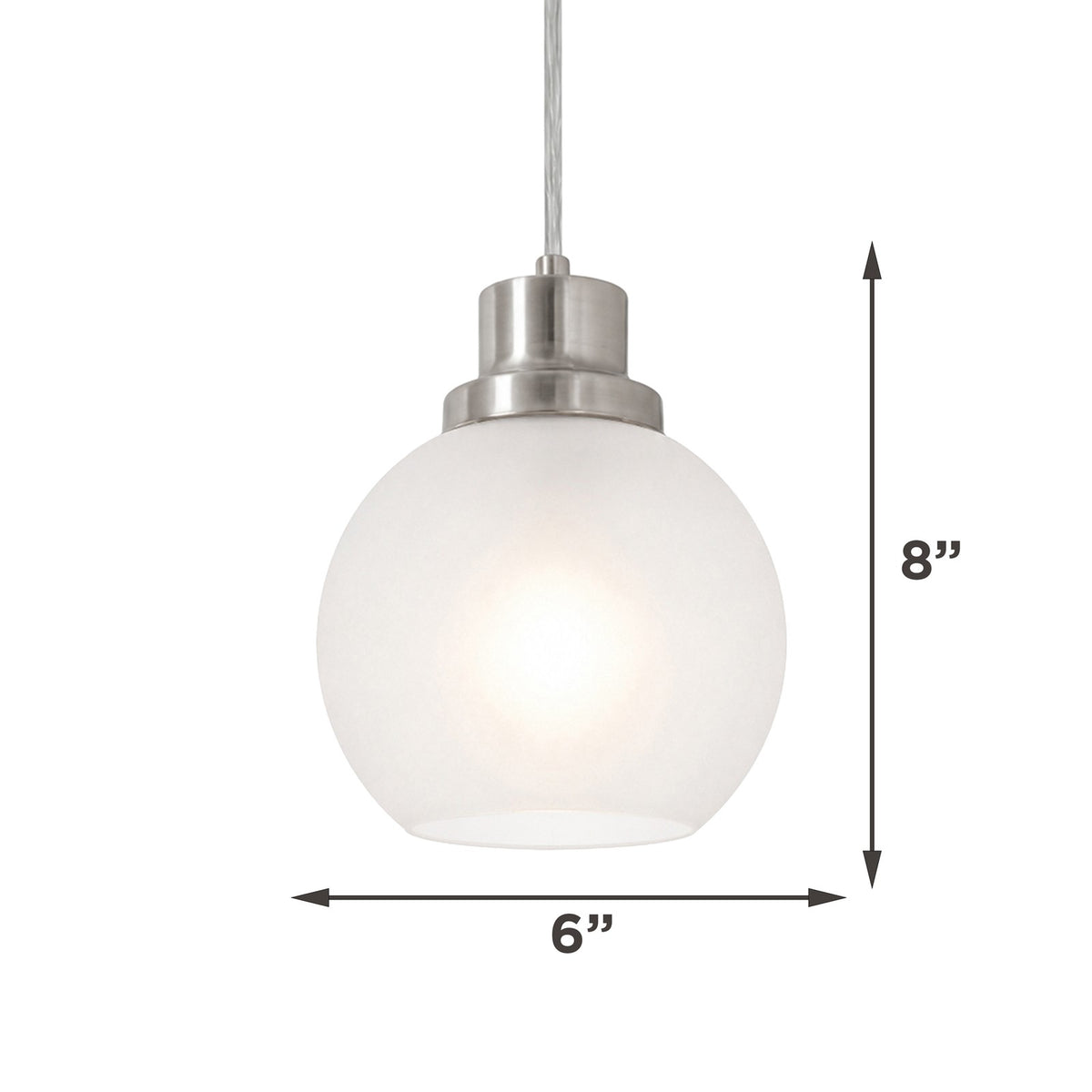 AFX Abrya 6in 1-Light Pendant | Transitional Brushed Nickel Steel and Frosted White Glass | Kitchen Island & Dining Room | Model ABYP06MBBNFG