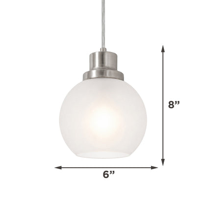AFX Abrya 6in 1-Light Pendant | Transitional Brushed Nickel Steel and Frosted White Glass | Kitchen Island & Dining Room | Model ABYP06MBBNFG