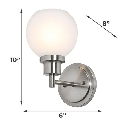 AFX Abrya 10in 1-Light Wall Sconce | Transitional Brushed Nickel and Frosted White Glass | Hallway & Foyer | Model ABYS0610MBBNFG