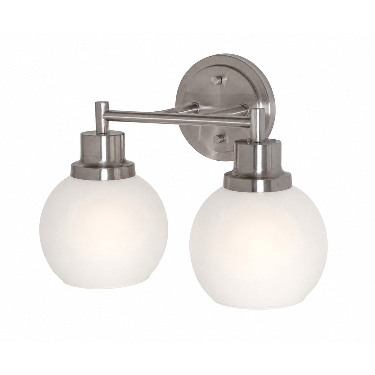 AFX Abrya 14in 2-Light Vanity Light | Transitional Brushed Nickel Steel and Frosted White Glass | Bathroom & Powder Room | Model ABYV1310MBBNFG