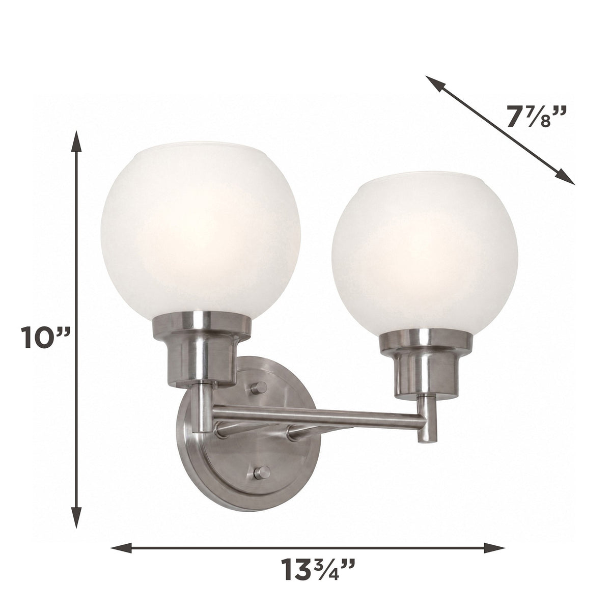 AFX Abrya 14in 2-Light Vanity Light | Transitional Brushed Nickel Steel and Frosted White Glass | Bathroom & Powder Room | Model ABYV1310MBBNFG