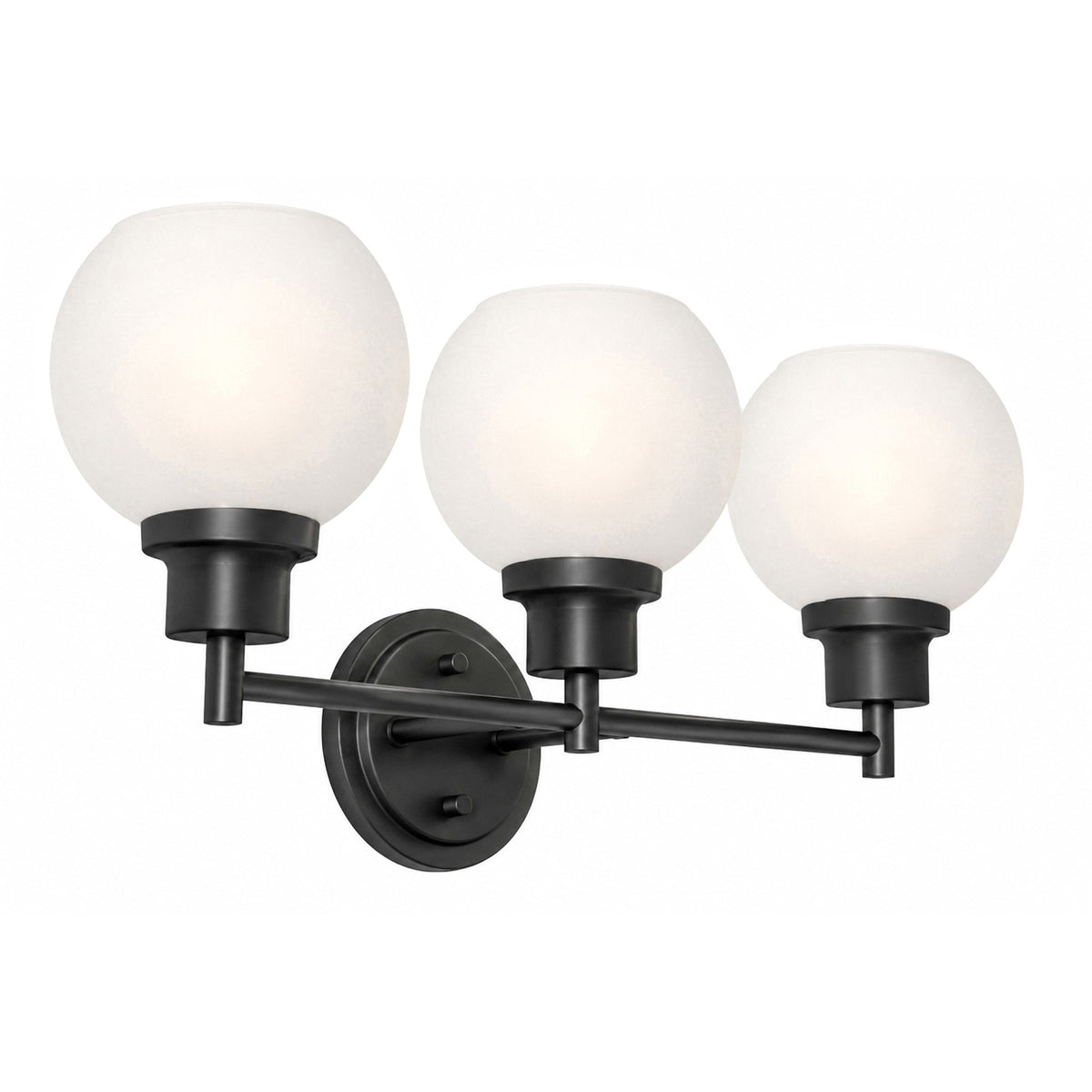 AFX Abrya 21in 3-Light Vanity Light | Transitional Black and Frosted White Glass | Bathroom & Powder Room | 21.5 x 7.87 x 10 in | Model ABYV2110MBBKFG