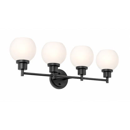 AFX Abrya 29in 4-Light Vanity Light | Transitional Black and Frosted White Glass | Bathroom & Powder Room | Model ABYV2910MBBKFG
