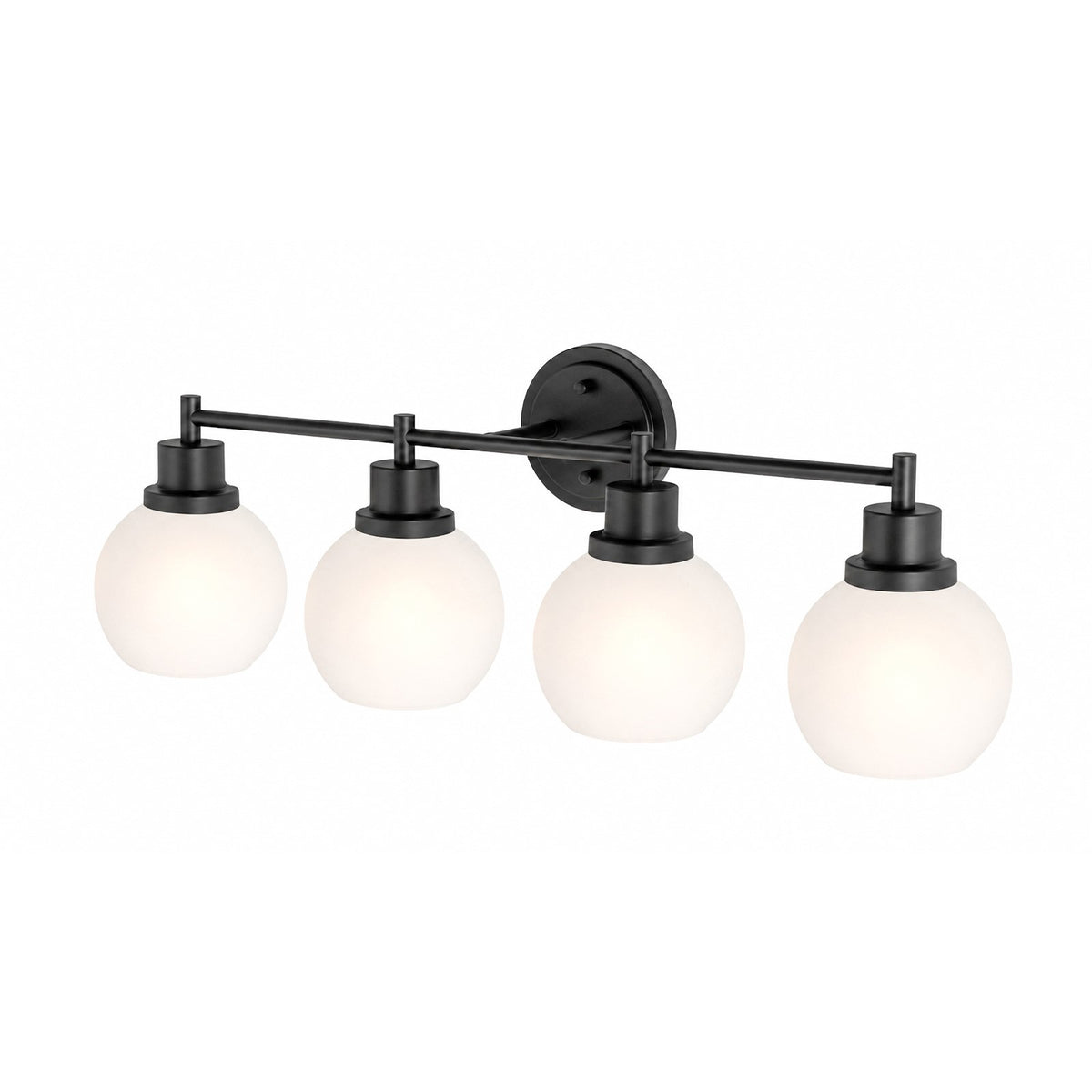 AFX Abrya 29in 4-Light Vanity Light | Transitional Black and Frosted White Glass | Bathroom & Powder Room | Model ABYV2910MBBKFG