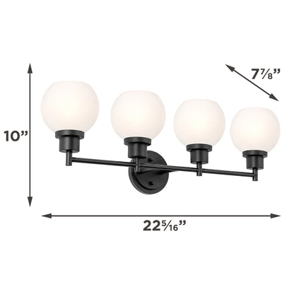 AFX Abrya 29in 4-Light Vanity Light | Transitional Black and Frosted White Glass | Bathroom & Powder Room | Model ABYV2910MBBKFG