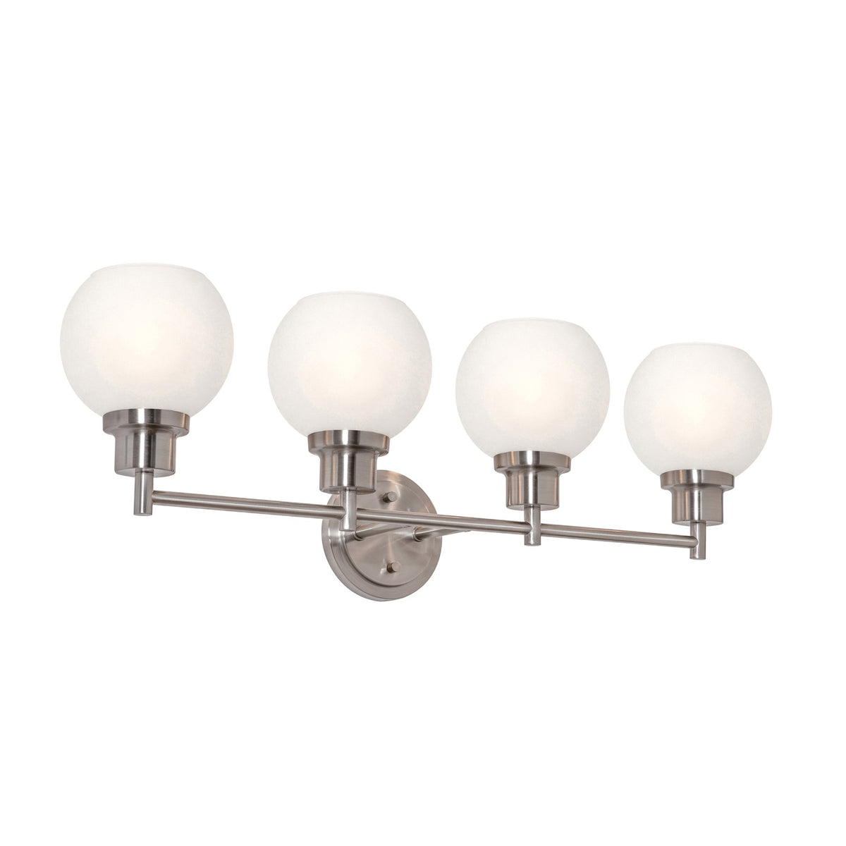 AFX Abrya 29in 4-Light Vanity Light | Transitional Brushed Nickel and Frosted White Glass | Bathroom & Powder Room | Model ABYV2910MBBNFG