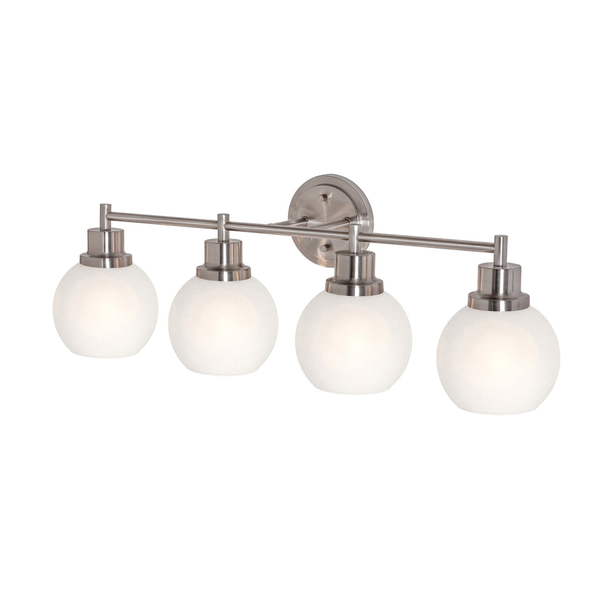AFX Abrya 29in 4-Light Vanity Light | Transitional Brushed Nickel and Frosted White Glass | Bathroom & Powder Room | Model ABYV2910MBBNFG