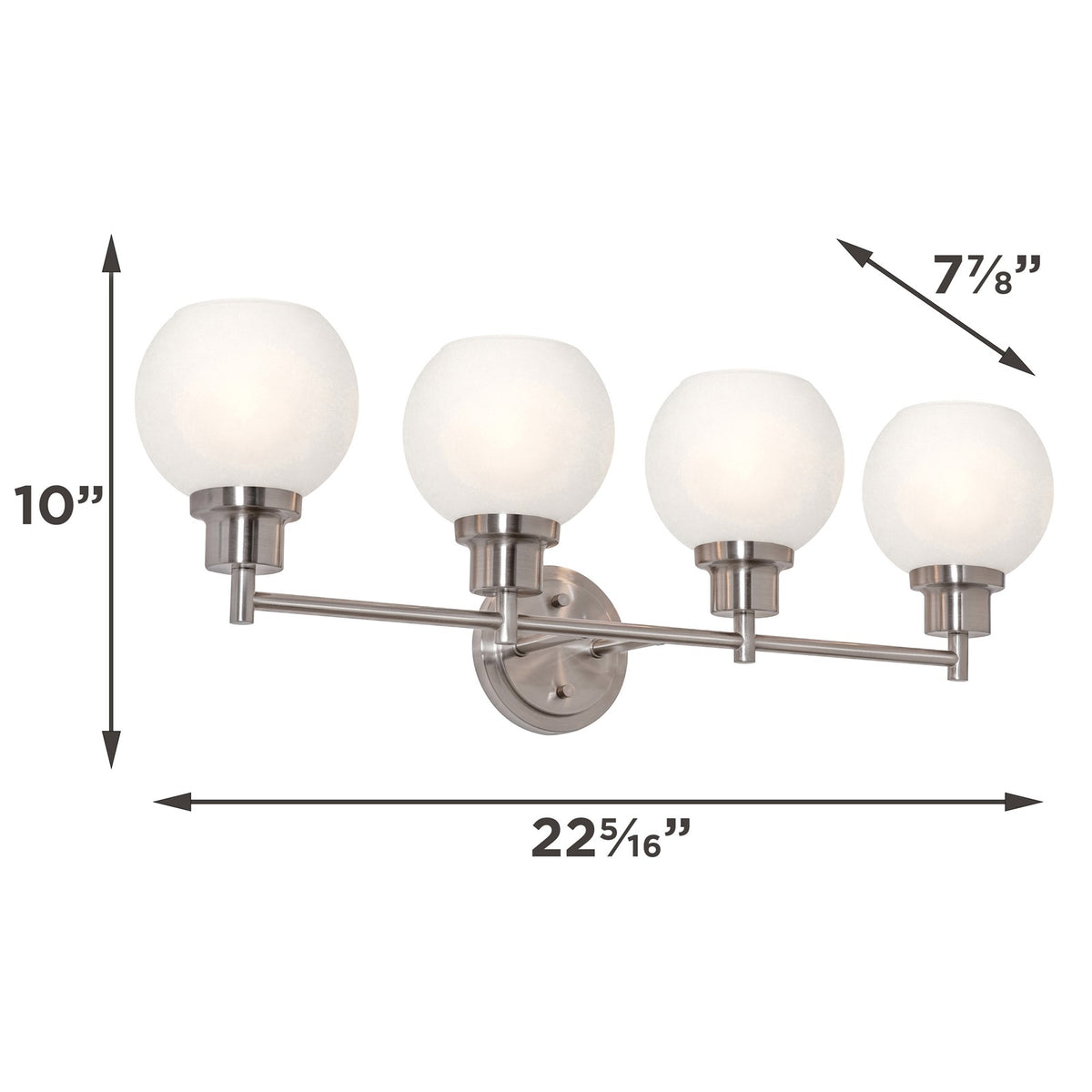 AFX Abrya 29in 4-Light Vanity Light | Transitional Brushed Nickel and Frosted White Glass | Bathroom & Powder Room | Model ABYV2910MBBNFG